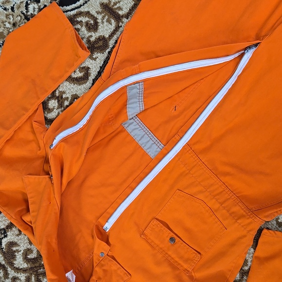 Vintage Orange Boiler Suit Hunting Jumpsuit Retro Utility Workwear Canvas Denim - Picture 14 of 16